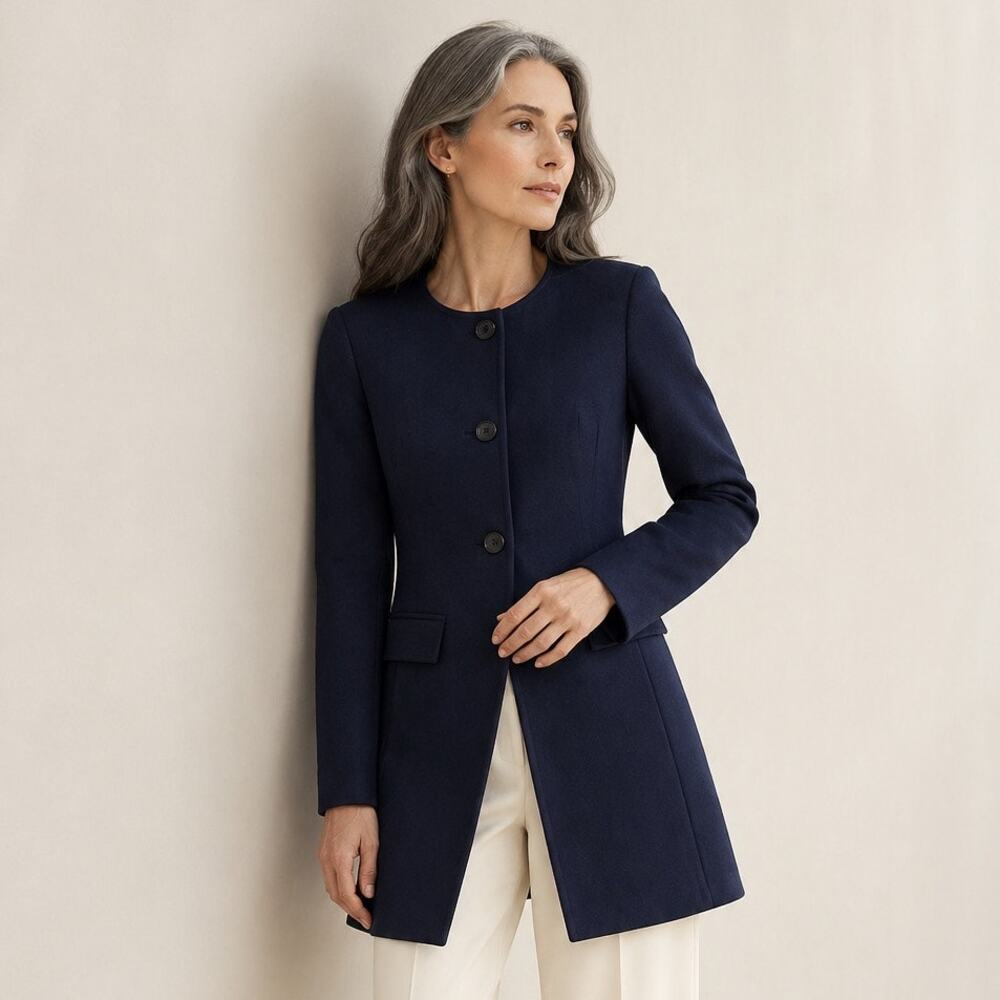 CAbi Lido Jacket Navy Ponte Longline Blazer Coat XS Style 5093